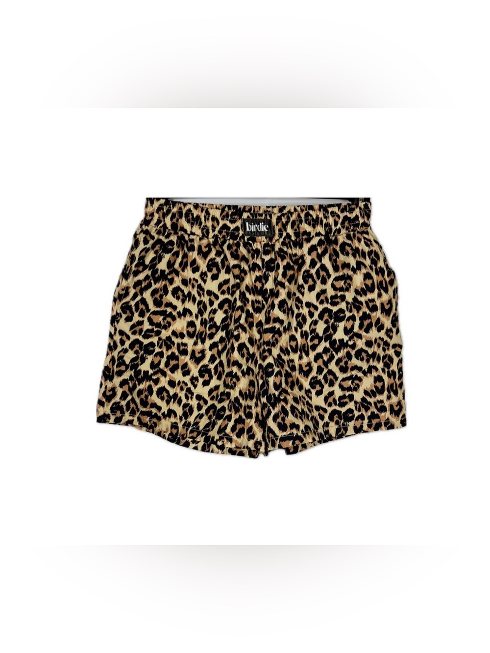 Birdies Leopard-Print Pull-On Shorts Size Medium Beige and Black 100% Cotton